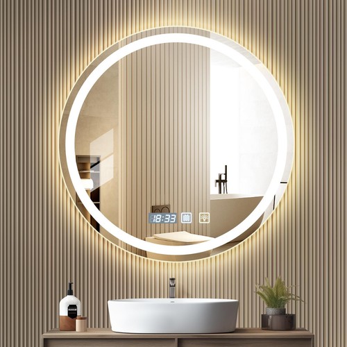 Round led bathroom wall mirror - round,