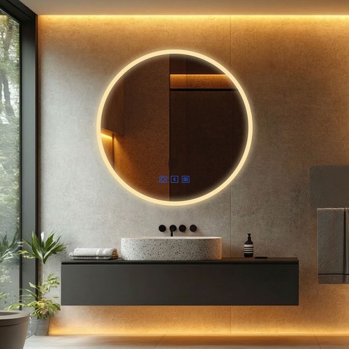 Round led bathroom mirror with - mirror,